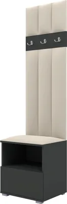 Produktbild von Garderoben-Set Nela IV LUX, gepolsterte Garderobe 50 cm mit Sitzbank, Wandpaneelen und Stauraum (Farbe: Graphit + Trinity 01)