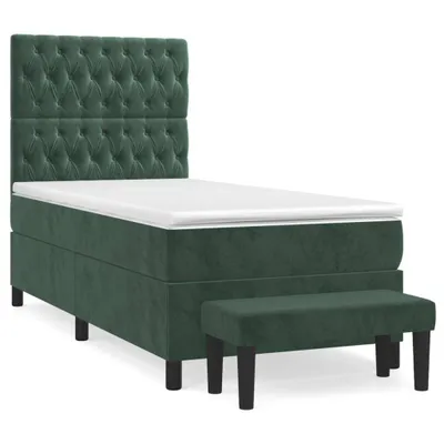 Obrázek produktu pro Box spring postel s matrací tmavě zelená 90x200 cm samet
