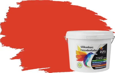 Produktbild von RyFo Colors Silikonharz Fassadenfarbe Lotuseffekt Trend Lipstickrot 3l - bunte Fassadenfarbe, weitere Rot Farbtöne und Größen erhältlich, Deckkraft Klasse 1