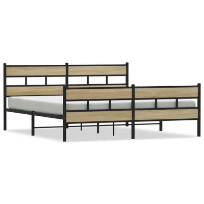 Produktbild von vidaXL Metallbett ohne Matratze Sonoma-Eiche 193x203 cm