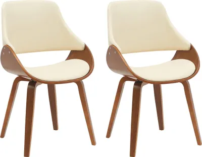 Produktbild von CLP 2er Set Esszimmerstuhl Vangale walnuss/creme Material Kunstleder