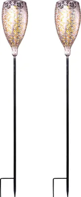 Produktbild von 2x LED Solar Steckleuchte, schwarz-gold, H 90 cm
