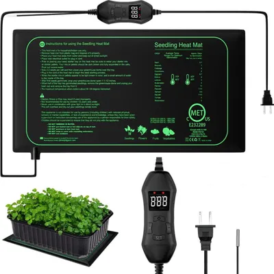 Obrázek produktu pro Topná rohož s termostatem pro rostliny, sazenice, domácí mazlíčky a plazy, 50W topná rohož pro klíčení a regulaci teploty, bezpečná a odolná