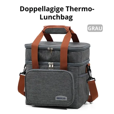 Produktbild von Doppellagige Thermo-Lunchbag – Isolierte Kühltasche 25L, Auslaufsicher & Wasserdicht – Große Kapazität für Arbeit, Schule, Picknick & Reisen – Grau