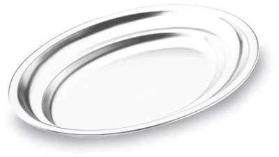 Ovale Servierplatte aus Edelstahl, 30 x 20 cm, silber