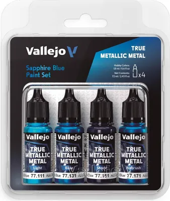 Obrázok produktu pre Sada kovových farieb Vallejo VA77256 True Metallic – Sapphire Blue