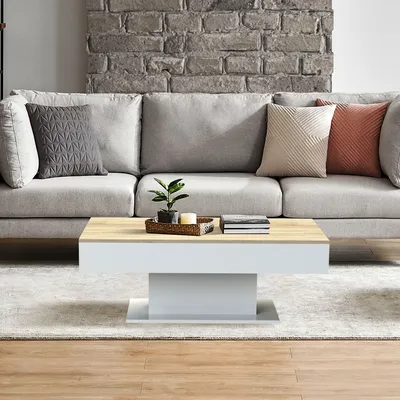 Produktbild von ML-Design  Couchtisch mit 2 Staufächern, 110x60x40 cm, Eiche-Optik/Weiß
