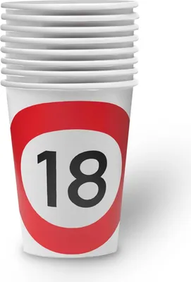 Produktbild von Becher Happy Birthday 18 – 8er-Pack, 250 ml, Deko für den 18. Geburtstag