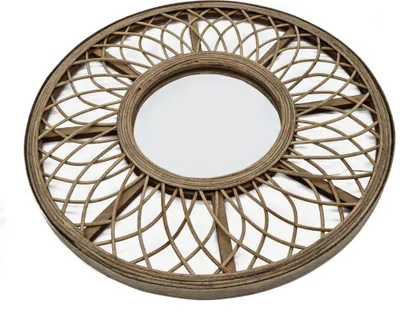 Obrázok produktu pre Okrúhle ratanové zrkadlo Ø 45 cm - zmes dreva