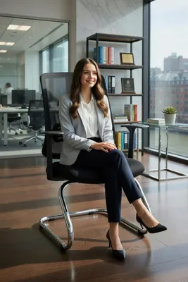 Produktbild von Bürostuhl mit festem Metallgestell und ergonomischer Rückenlehne