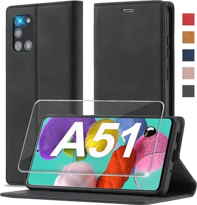 Produktbild von Ailicici Samsung Galaxy A51 Hülle Leder Schutzhülle Flip Wallet Schwarz