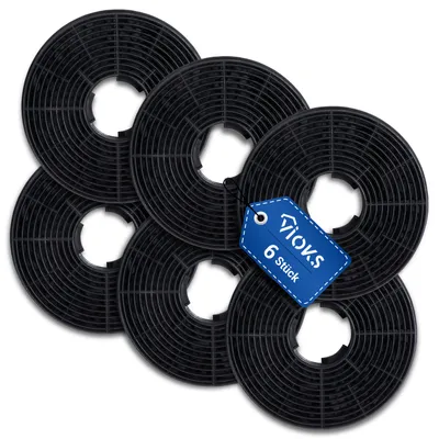 Produktbild von Kohlefilter 6x passend wie Respekta MIZ0058 Aktivkohlefilter 105mmØ für Dunstabzugshaube