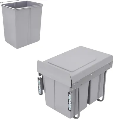 Immagine prodotto di Contenitore per rifiuti da cucina, con doppio scomparto, design salvaspazio, sistema di collegamento alla porta