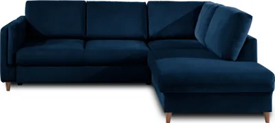 Produktbild von Lisa Design Brooke, Ecksofa rechts, mit Schlaffunktion, 5-Sitzer, aus Samt , Nachtblau