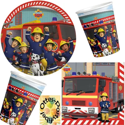 Produktbild von Feuerwehrmann-Party-Set 36tlg. Servietten, Teller, Becher, Kindergeburtstag
