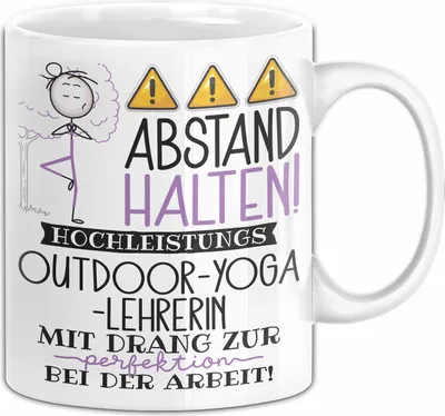 Produktbild von Outdoor-Yoga-Lehrerin Tasse Geschenk Lustig Abstand Halten Hochleistungs-Outdoor-Yoga-Lehrerin Mit Drang Zur Perfektion Bei Der Arbeit (Weiß)