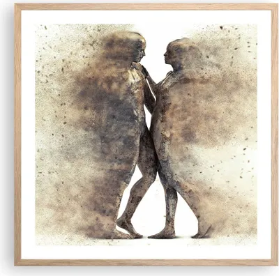 Produktbild von Gerahmtes Poster - Rahmen in heller Eiche - Staub eine Frau ein Mann der Liebe - 60x60 cm - Wand Bild - Wanddeko - Wandbilder - Wandposter - Bilderrahmen - Bilder - Kunstdruck - P2NAC60x60-3102