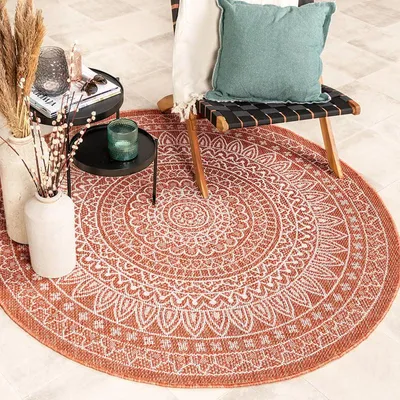 Zdjęcie produktu dla Volero - Dywan okrągły - Summer Azteca Terakota - Ø 100 cm