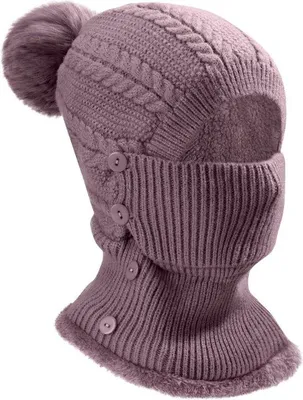 Image de Vêtements chauds avec cache-cou et masque facial pour femmes - Taille M - Conception souple et douce - Violet