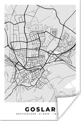Produktbild von MuchoWow® Poster Deutschland - Goslar - Karte - Stadtplan - Wegbeschreibung 120x180 cm - Kunstposter