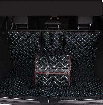 Zdjęcie produktu dla Organizer do bagażnika samochodu - torba do przechowywania - utrzymanie porządku w samochodzie - składana konstrukcja - 35 x 32 x 30 cm - czarno-niebieski