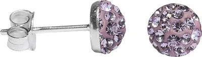 Produktbild von Ohrstecker 925 Sterling Silber mit Glitzer-Halbkugel Farbe - Helllila