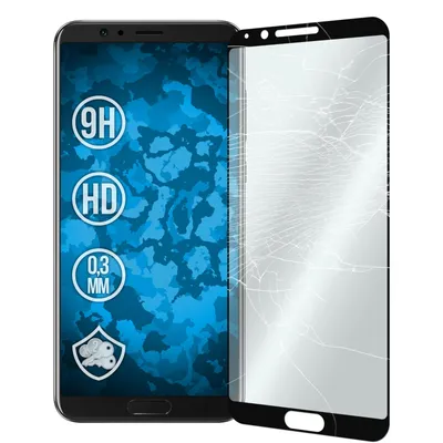 Produktbild von 1er-Pack PhoneNatic Glas-Folie klar full-screen schwarz kompatibel mit Huawei Honor View 10 - Panzerglas für Honor View 10