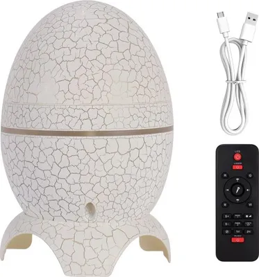Immagine prodotto di RealG RC-K-1932 Proiettore di stelle a forma di uovo di dinosauro con altoparlante Bluetooth e lampada da notte a LED con ricarica USB