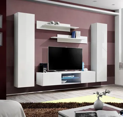 Image de Ensemble mural Armoire suspendue Salon complet Armoire murale Meuble TV