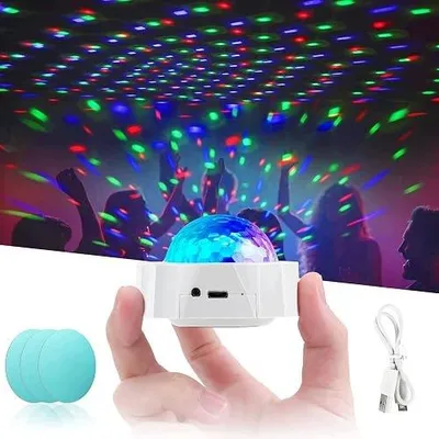 Zdjęcie produktu dla Światła dyskotekowe LED rgb aktywowane dźwiękiem na imprezę prezent 2 szt.