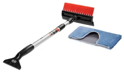 Produktbild von Heyner® All Scheibenreiniger 4‑in‑1 mit Bürste, Eiskratzer, 20 cm Wischer und Teleskopstiel 56–82 cm – inkl. Mikrofaser-Abdeckung für Pkw und Transporter