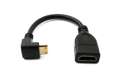 Produktbild von SYSTEM-S HDMI 1.4 Kabel 17 cm Mini Stecker zu Standard Buchse Winkel Adapter in Schwarz