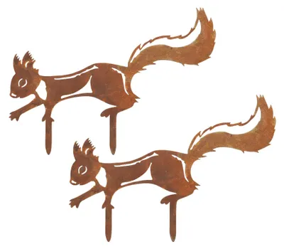 Produktbild von Maximex Gartenstecker Eichhörnchen, 2er Set, wetterfeste Gartendeko, Metall mit Edelrost-Patina, für Garten, Terrasse und Balkon, je 24 x 35 cm