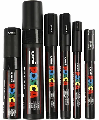 Produktbild von Posca Marker , Strichstärke 0,7-15 mm, Schwarz, 6 Stk/ 1 Pck [HOB-279900]
