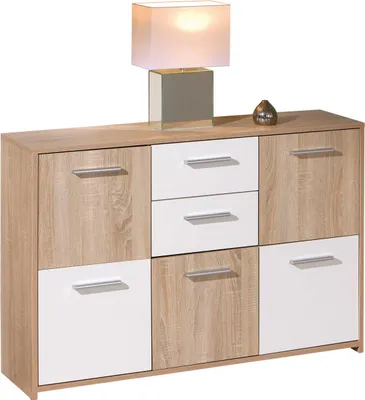 Produktbild von Inter Link Kommode Elvezia 5 Türen 2 Schubladen weiss, Sonoma-Eiche Nachbildung