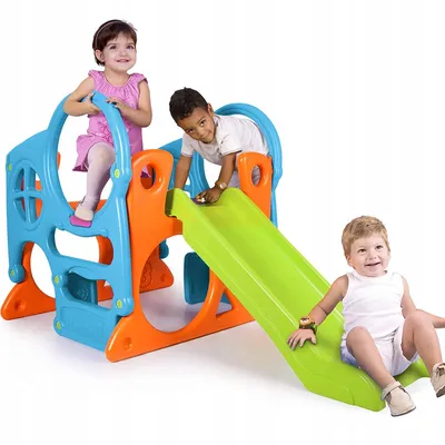 Image de FEBER Grande aire de jeux Centre d'activités Toboggan 100 cm Mur d'escalade Formes