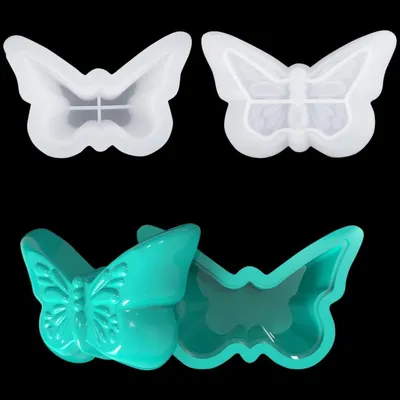 Immagine prodotto di Stampo in silicone a forma di farfalla con coperchio, ideale per scatole di gioielli e contenitori