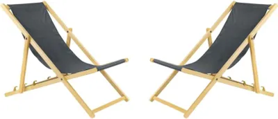 Productafbeelding van Ligstoelen Hout - Klapstoelen Zonder - Ontspannen Buiten - 3 standen verstelbaar - 90 x 58 x 77 cm - Grijs
