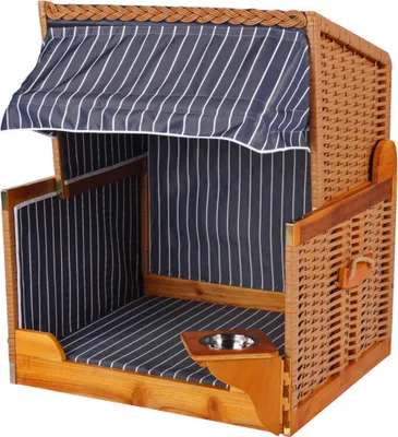 Produktbild von Hundestrandkorb - gestreift/blau - PE beige - inkl. Schutzhülle