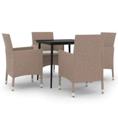 Image de salon de jardin 5 pièces avec coussins Poly rotin et verre
