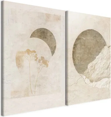 Produktbild von murando - Wandbilder XL Set Mond und Natur 80x60cm 2 Teilig je 40x60cm Collage 2er Vlies Leinwandbild Kunstdruck Modern Wand Bild Design Leinwand Bilder Dekoration - Mehrteilige Zen a-H-10152-b-a