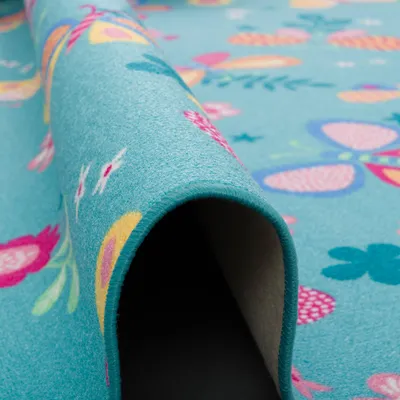 Produktbild von Kinder und Spielteppiche | Große Auswahl Bunte Muster | Pflegeleicht , Größe:160x160 cm, Design:Schmetterling Türkis