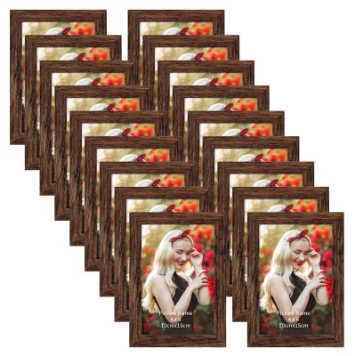 Imagen del producto de Juego de 18 marcos para fotos de 10 x 15 cm, color marrón oscuro, para colgar en la pared o colocar sobre una mesa