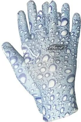 Produktbild von 12 Paar Arbeitshandschuhe Montagehandschuhe Polyester - Polyurethan Größe S-7  Wassertropfen
