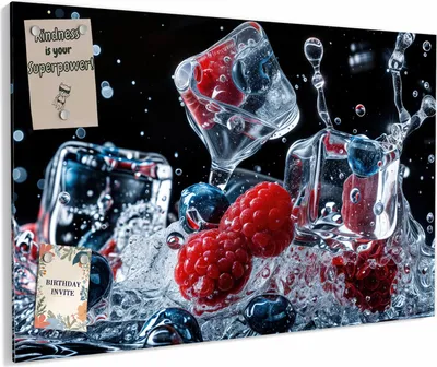 Produktbild von Magnettafel 90x60cm magnetisch & beschreibbar Metall-Board - Beeren Eiswürfel