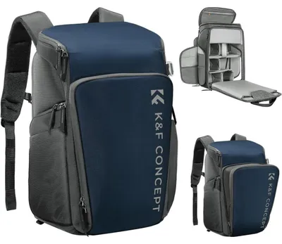 Image de K&F Concept 25L Sac à dos pour appareil photo avec compartiment pour ordinateur portable 16 pouces Bleu