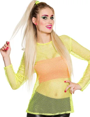 Produktbild von Gelbes Neon Langarmshirt Mesh Look