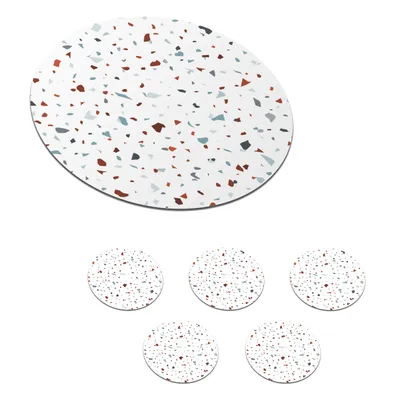Obrázok produktu pre MuchoWow® Okrúhly sklenený podšálok, sada 6 ks Terrazzo - abstraktné - vzor 10x10x0.3cm Podložky pod poháre - podložky pod nápoje - ochrana stolovej