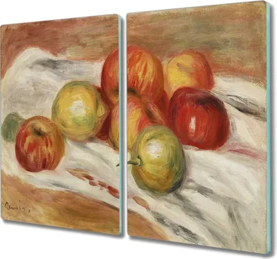 Produktbild von Coloray Hackbrett Kochplattenabdeckung Herdabdeckplatte 2x30x52 cm Schneidebrett Küchenbrett - Obst Äpfel
