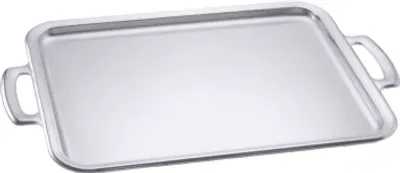 Produktbild von 1x Tablett, rechteckig aus Edelstahl 18/10, Serviertablett,